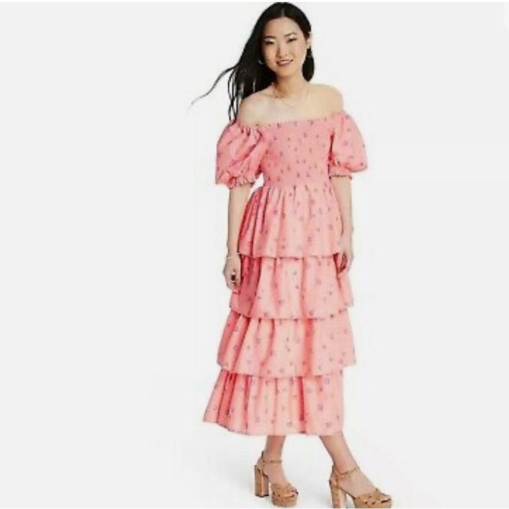 LoveShackFancy x target Simone Smocked Pink Ruffle Dress